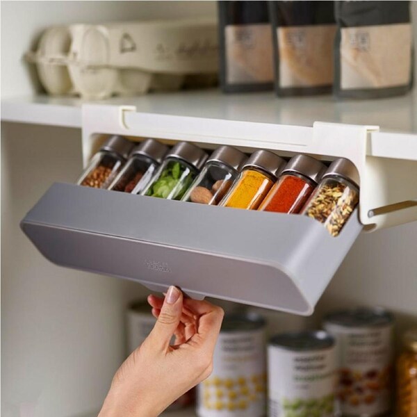 Kitchen Storage Under-Shelf Spice Organizer Seasoning Bottle Storage Rack Set
