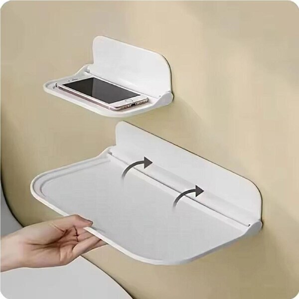 2 Pack foldable Wall Shelf Bathroom Punch-free Wall-mounted Rack Phone Holder
