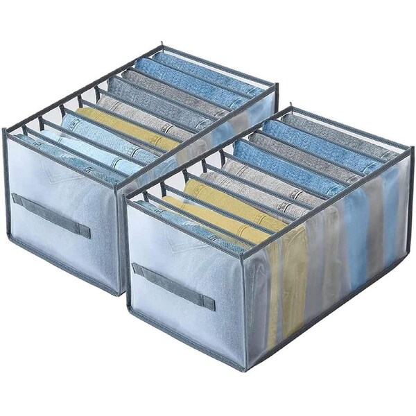 2 Pack 9 Grids Jeans Compartment Storage Box Closet Drawer Mesh Pants Organizer