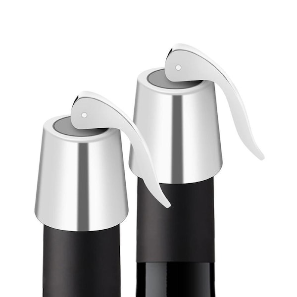 3Pcs Silver Wine Bottle Stopper Bottle Plug Silicone Reusable Wine Bottle Sealer