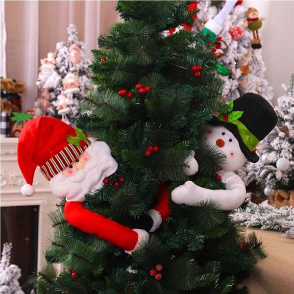 Santa Claus Hugs The Tree Doll Snowman Christmas Tree Ornaments Xmas Decor