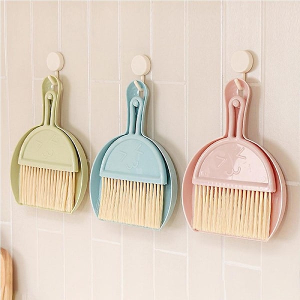 3Pcs Desktop Mini Broom Keyboard Cleaning Brush Broom With Dustpan Set