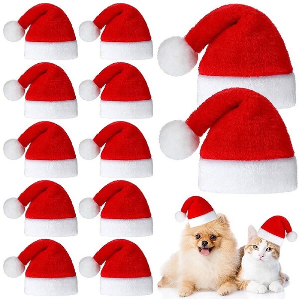 12Pcs Pet Christmas Hat for Puppy Kitten Small Cats Dogs Pets