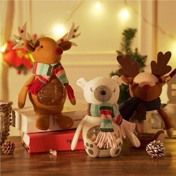 3Pcs Christmas Candy Jar Cartoon Decorative Gift Storage Candy Storage Bottle