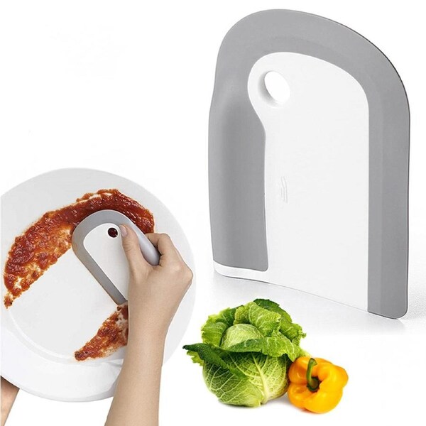 2 PCS Kitchen plate cleaning tool integrated soft rubber scraper