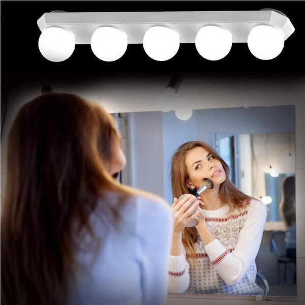 USB Portable 5 Bulbs Suction Cup LED Fill Light Makeup Mirror Dressing Light