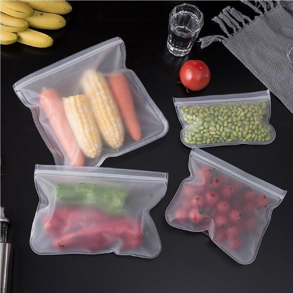 4 Pack EVA Food Storage Bag Leak-Proof Reusable Fruit Sealed Bag Food Fresh Bag