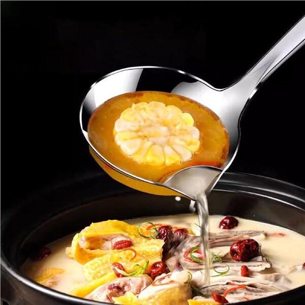2 Pack Stainless Steel Soup Fat Oil Separator Ladles Skimmer Spoon Soup Colander