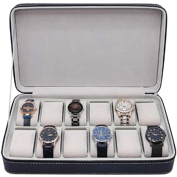 Portable Travel Zipper Case Collector Storage Watches and Jewelry Storage Box