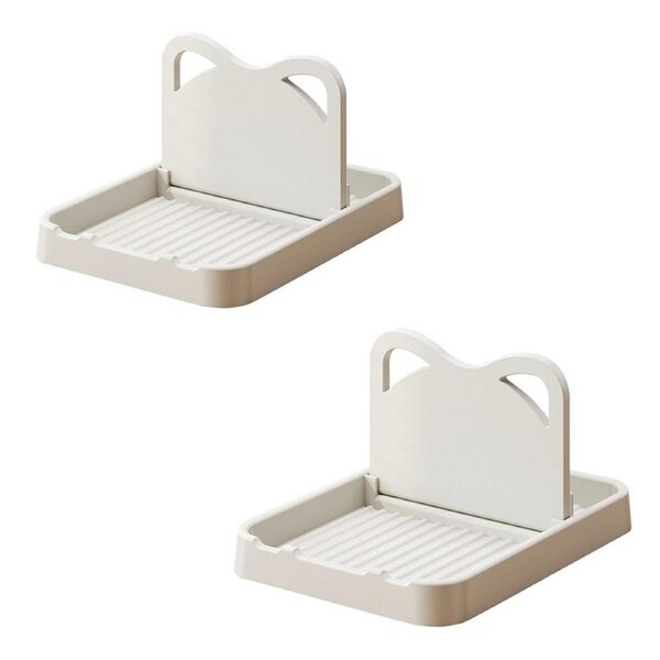 2Pcs Kitchen Pot Lid Shelf l Foldable Wall Hanging Soup Spoon Storage Rack
