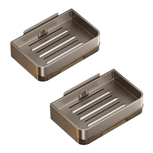 2Pcs Double Layer Drain Soap Box Sponge Soap Holder Kitchen Bathroom Organizer