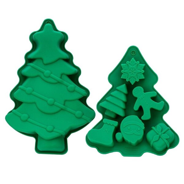 2 Pack Christmas Tree Cake Pan 3D Silicone Xmas Baking Molds for Holiday Parties
