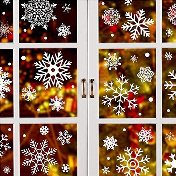 288pcs Christmas White Snowflakes Window Clings Decal Stickers Ornaments