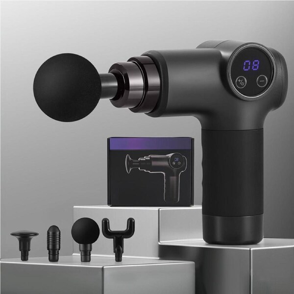 Everfit Massage Gun 8 Speed 4 Heads Vibration Muscle Massager Chargeable Black