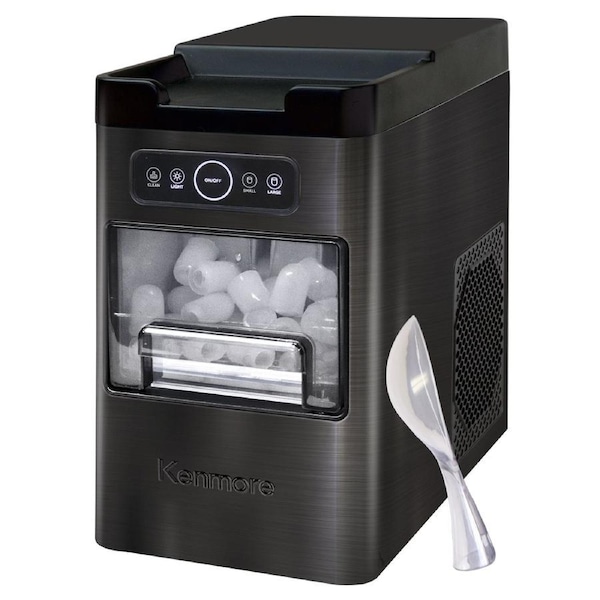 Kenmore Front-Load Countertop Ice Maker - Ice Cubes In 6 Min & 11.7 kg/24hrs - Large Or Small Ice Pellets - One-Touch Self-Clean - Stainless Steel
