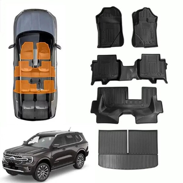 TPE Floor Mats and Boot Liner for Ford Everest UB 7 Seater 2022 to 2025