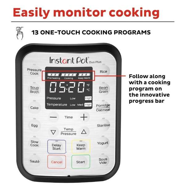 DUO Plus Stainless Steel Multi Cooker 8L 38.0X38.0X43.0cm Instant Pot