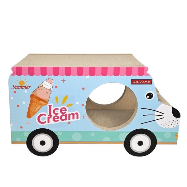 Cat Scratching Post Toy Bed Scratcher Corrugated Cardboard Pet Furniture Couch Sofa Lounge Pad Indoor Kitten Nest Play House Kitty Cave Box Car Shape