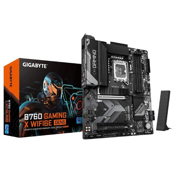 Gigabyte B760 GAMING X WIFI6E GEN5, Intel LGA 1700 ATX Motherboard, 4x DDR5 ~256GB, 3x PCI-E x16, 3x M.2, 4x SATA, 1x USB 3.2, 1x USB-C, 5x USB 2.0 B760 GAMING X WIFI6E GEN5