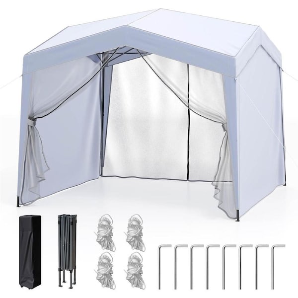 Costway 3 x 3 m Pop up Canopy Tent w/4 Sidewalls & Foldable Mesh Screen Outdoor Patio Shelter Gazebo 16 kg