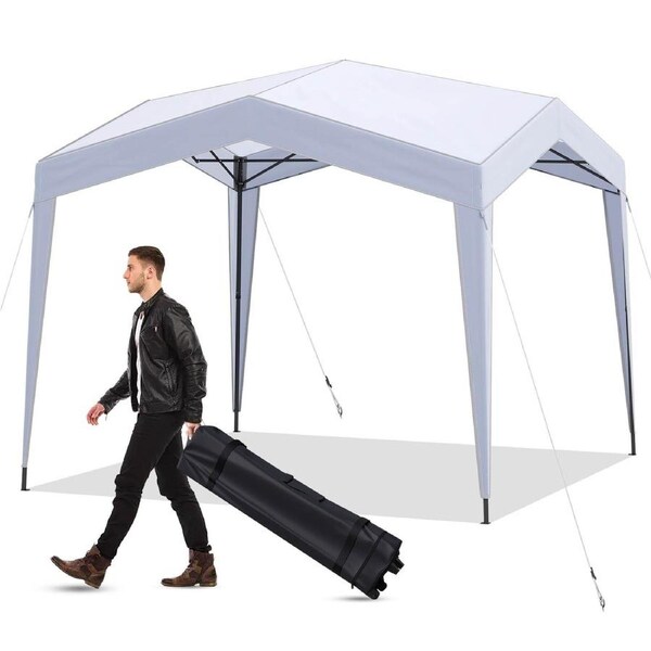 Costway 3 x 3 m Pop up Canopy Tent w/4 Sidewalls & Foldable Mesh Screen Outdoor Patio Shelter Gazebo 14 kg