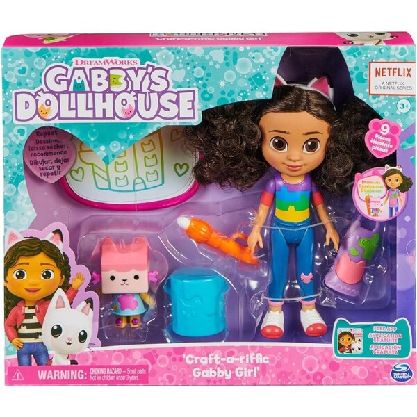 Gabby?s Dollhouse Deluxe Craft Doll Set with Water Pad & Baby Box Cat Toy 3+
