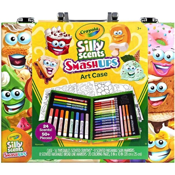 Crayola Silly Scents Mini Art Case Kit Scented Markers Crayons for Kids Ages 4+