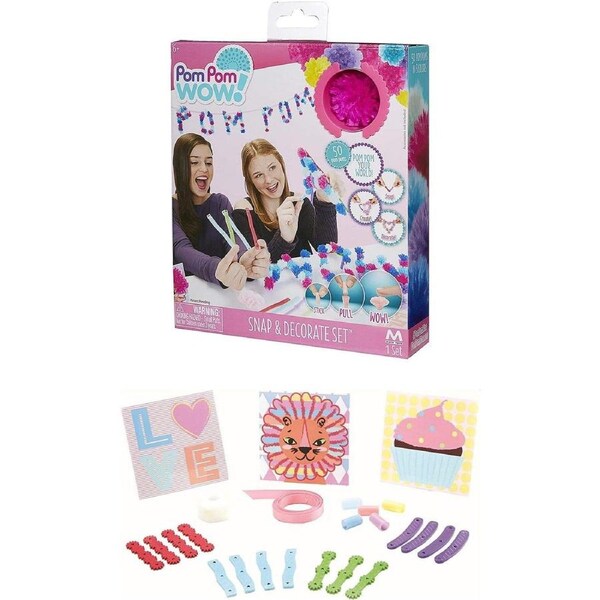 Pom Pom Wow! Snap & Decorate Set ? 50 Pom Poms, Letters, Cards, Ribbon