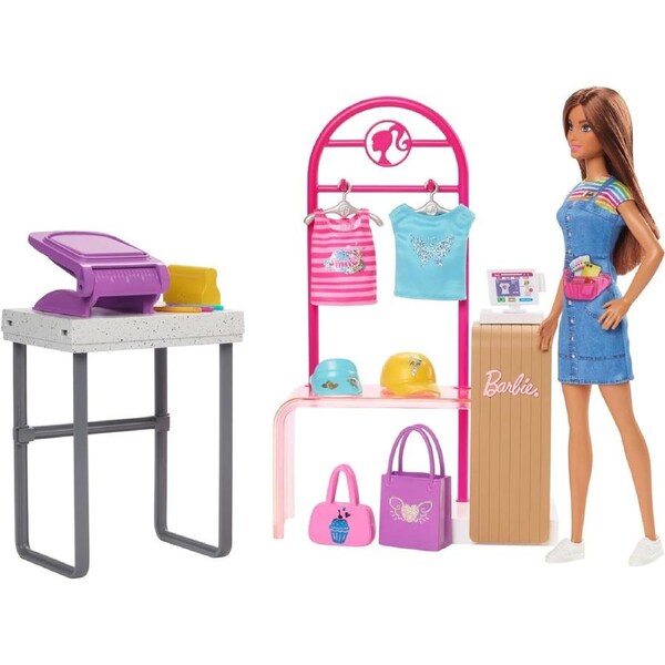 Barbie Make & Sell Boutique Doll Playset with Foil Fashion Design Tools