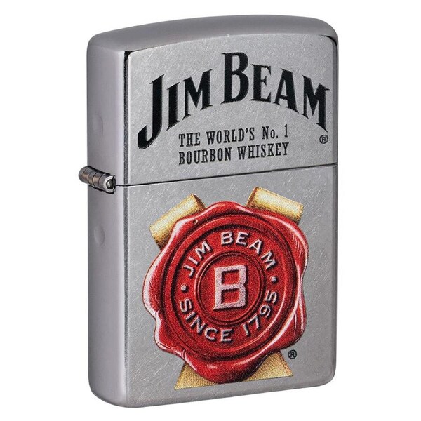 Zippo Jim Beam Street Lighter in Chrome (Made in USA) - Officially Licensed