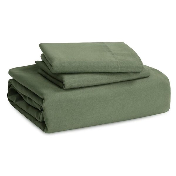 Catzon 1 Pcs Soft Duvet Cover with Zipper Closure and 1 Pcs Pillow Shams-Green
