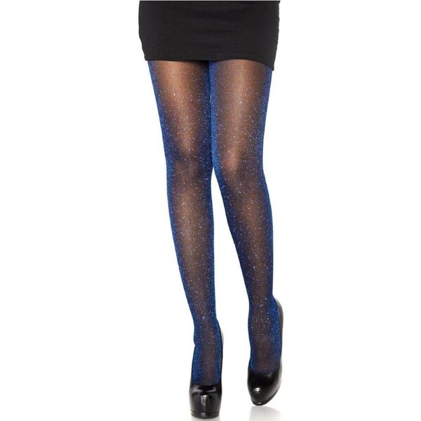 Black and Royal Blue Lurex Shimmer Stockings