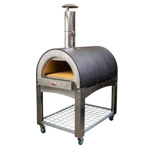 Woodfired Pizza Oven-Black - Flaming Coals