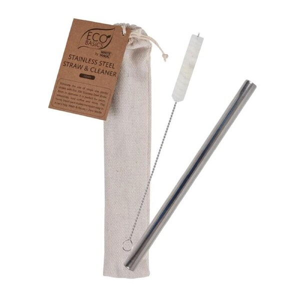 Eco Basics Stainless Steel Straw & Cleaner - 12mm
