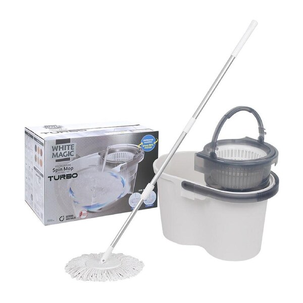 White Magic Turbo Spin Mop Hand Press