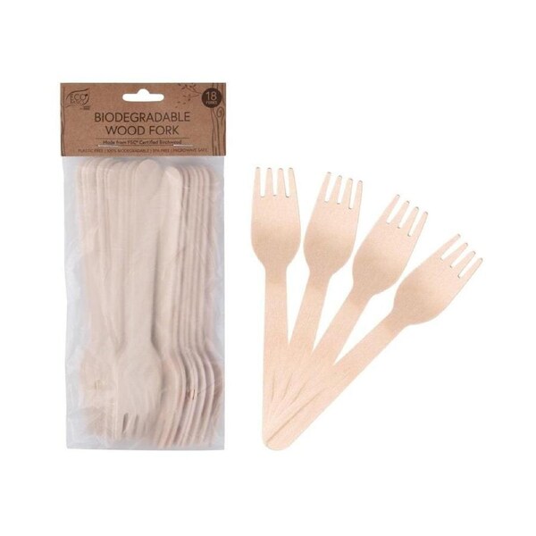 Eco Basics Biodegradable Wood Fork - 18pcs