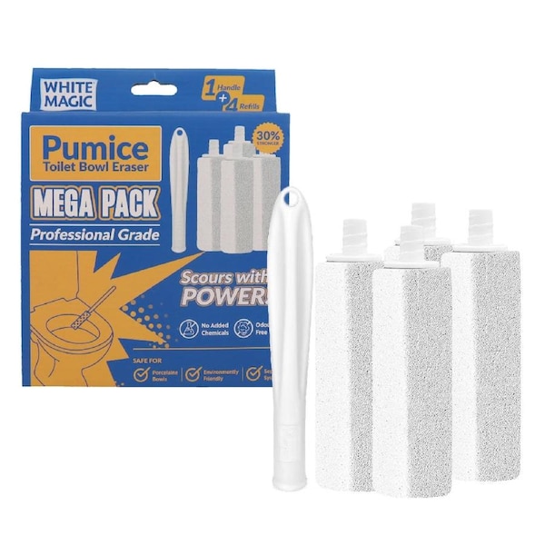 White Magic Pumice Toilet Bowl Eraser Mega 4 Pack