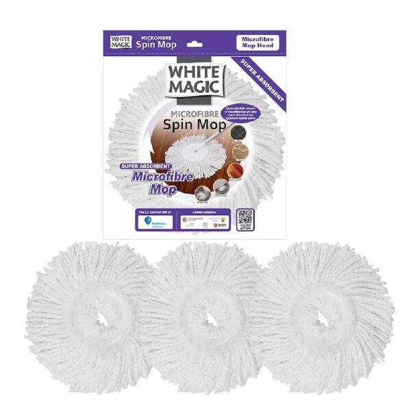 White Magic Spin Mop Head Refills 3 pack