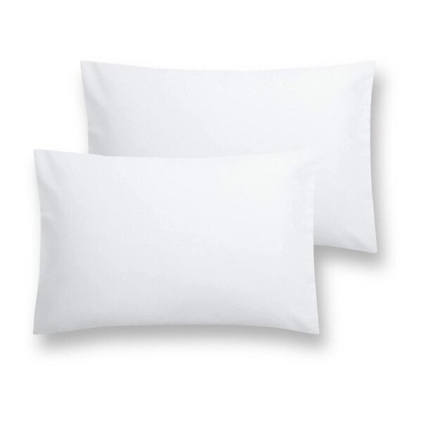 Pair of Solid Colour Microfiber Standard Pillowcases 48x73cmx15cm (Flap) White