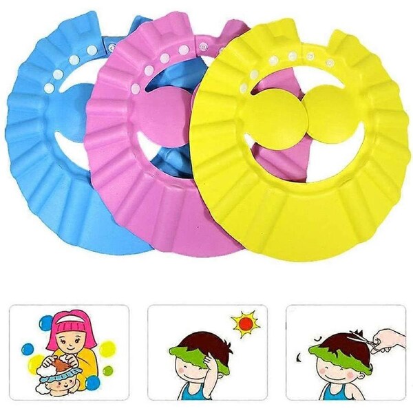 3 baby shower caps, adjustable shower caps, shower protection accessories