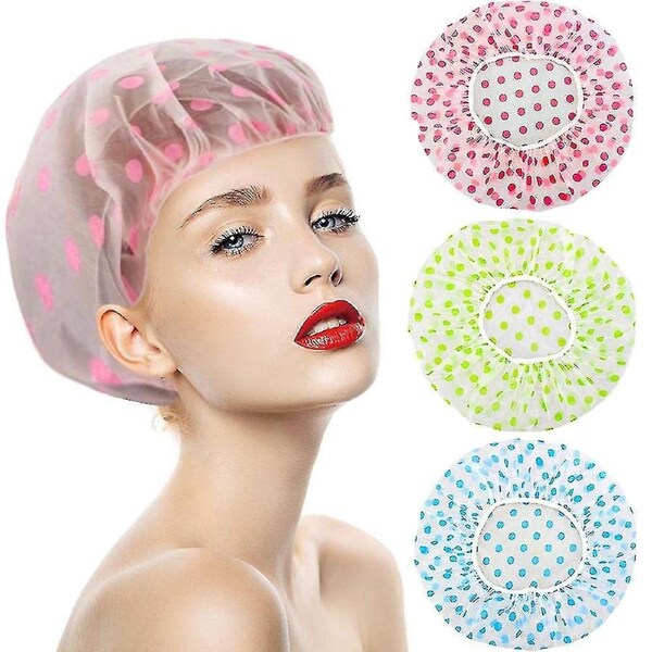 Shower Cap, 3pcs Waterproof Shower Cap, Elastic Bathing Cap