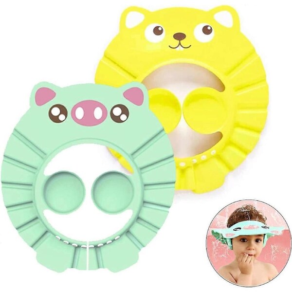 Baby Shower Cap (Green Yellow ), Baby Shower Hat, Adjustable Visor Bathing Caps, Baby Silicone Shower Cap, Kids Shower Protective Cap