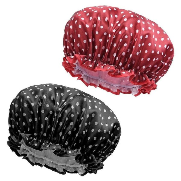 Shower Cap, Pack Of 2 Waterproof Women's Shower Caps, Large Elastic Shower Cap, Reusable Shower Cap For Girls Women Cosmetics Home Hotel Travel
