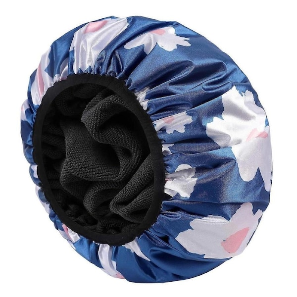 Shower cap - Shower cap Women - Shower cap - Dry hair - blue - absorb water - dry hair cap - Shower cap for full hair - Bathroom Accessories - 33cm