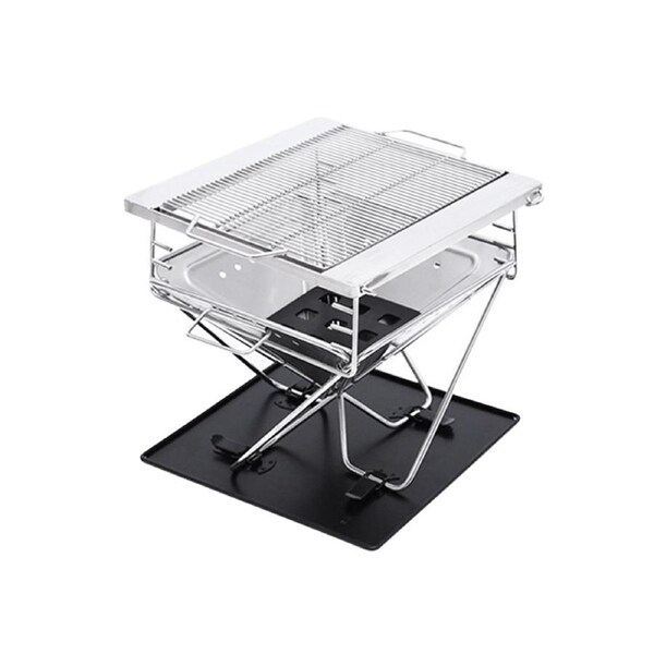 Elore BBQ Grill Fire Pit Camping Portable Foldable Stainless Steel 17.5 inch