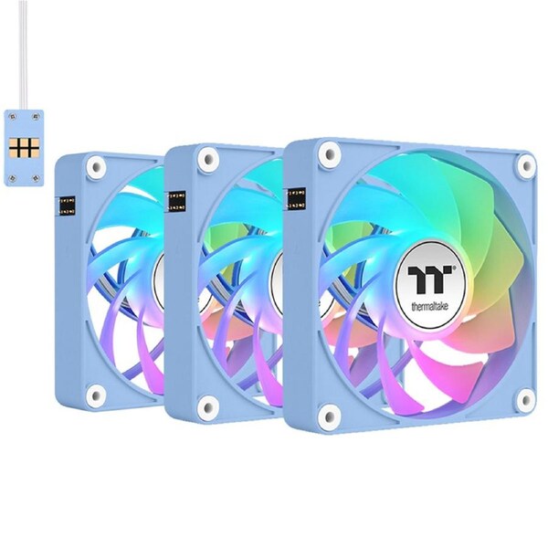 Thermaltake CT140 EX Reverse Blades ARGB 140mm PWM Hydrangea Blue Fan - 3 Pack (CL-F199-PL14BU-A)