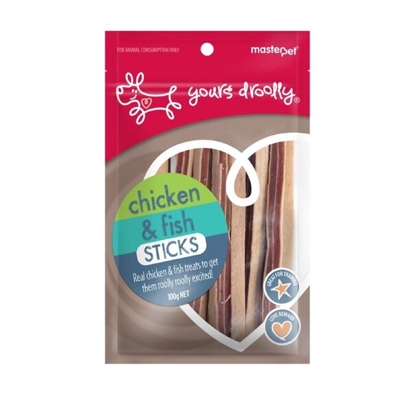 Yours Droolly Dog Treats - Chicken & Fish Sticks 100g