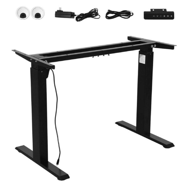 Stand Up Desk Frame Electric Sit and Standup Table Base Legs Heavy Duty Smart Motor Adjustable Rising Standing Underframe for Home Office Black