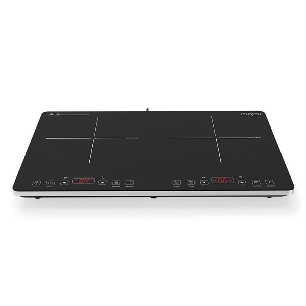 EUROCHEF Double Induction Cooktop, 9 Heat Levels, Fast Electric Portable Cooker, Touch Controls, Standard 10A Power Plug