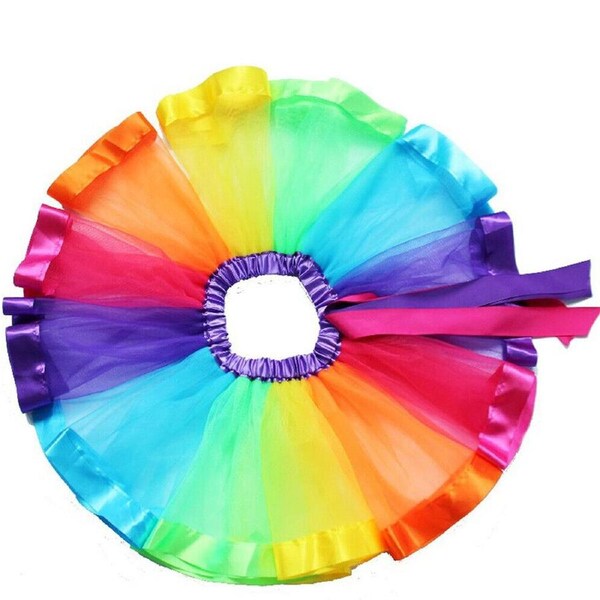 Girls Petticoat Ballet Princess Costume Kids Dress Rainbow Tutu Skirt Dance S